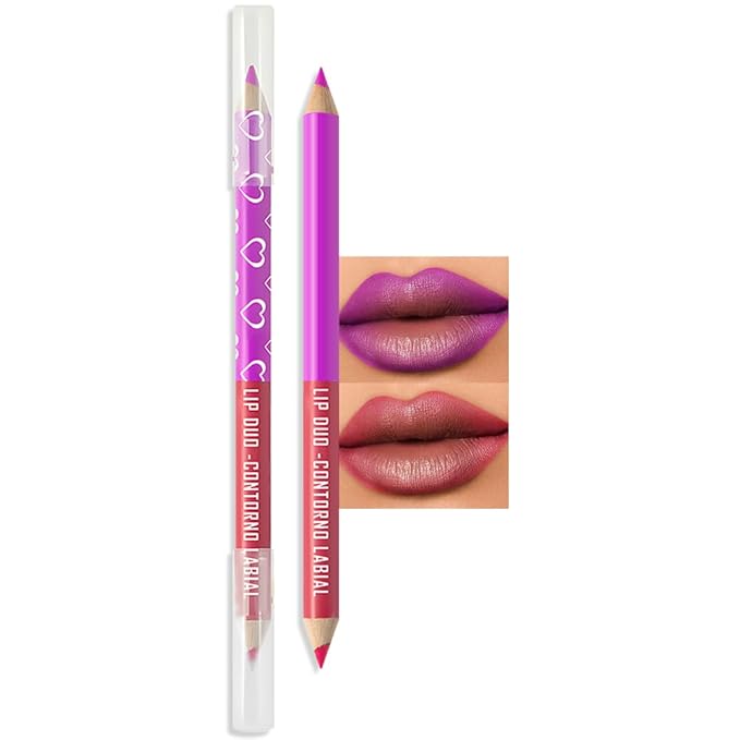 Dual-Ended Crayon Matte Lip Liner Pencil Waterproof Long-Lasting Lip Liner & Lipstick – Pink Purple & Magenta – Smudge-Proof, Hydrating, High Pigment Lip Contour Pen for Flawless Lip Makeup 05#
