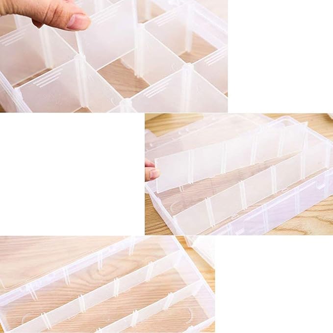 Nail Tip False Empty Tips Organizer Storage Box with 15 Number Spaces Storage Case Container Nail Plastic Grid Box for Fingernail Crystal Jewelry Accessories (White)