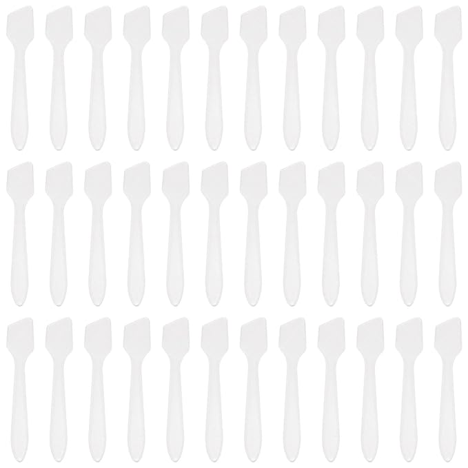 SumDirect Mini Spatula 400 Pcs Face Spatula Cosmetic Spatula Frosted Clear Disposable Plastic Makeup Spatulas Mini