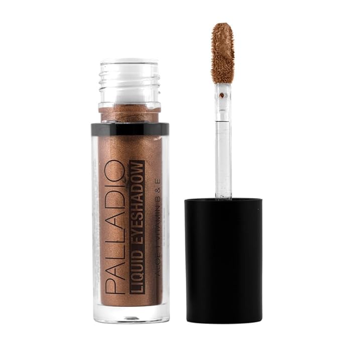 Palladio Liquid Eyeshadow, creamy shimmery formula that instantly adheres to the eyelid with flexible applicator wand for over 8 hours of smudge and crease-proof wear (Jasper)