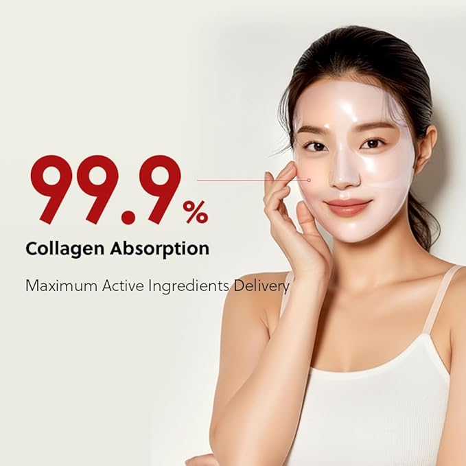 Collagen Deep Absorbing Hydrogel Mask, Korean Collagen Hydrogel Mask, Overnight Face Mask, Hydrating, Glass skin, Rejuvenation, Korean Skincare, 34g x 5ea
