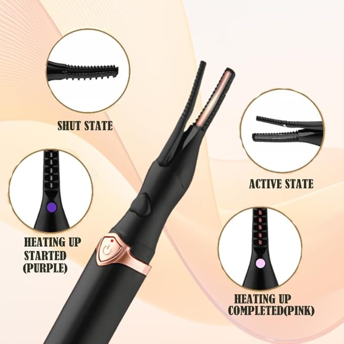 Heated Eyelash Curlers, Rechargeable Electric Heated Eyelash Curler, Rapid Temperature Control for Quick Natural Long, Portable Curling Wand for Travel (White)