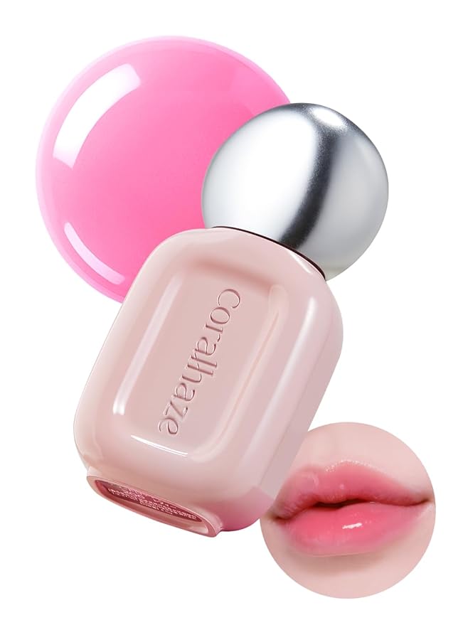 CORALHAZE Dew Drop Tint #203 Bubbly 4.5g, Glossy, Lightweight Lip Stain, Glass-Like, High Shine, Moisturizing Lip Oil, Long Lasting Color, Hydrating Gloss, Dewy Finish, Korean Beauty Makeup
