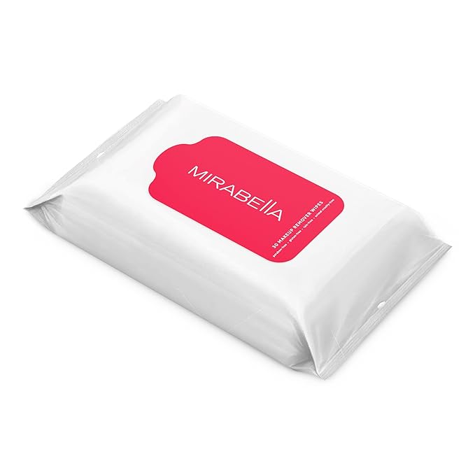 Mirabella Makeup Remover Wipes, 30 Count - Alcohol-Free Travel Face Wipes for Women with Aloe Vera & Micellar Water for Clean, Refreshed Skin - Fragrance-Free