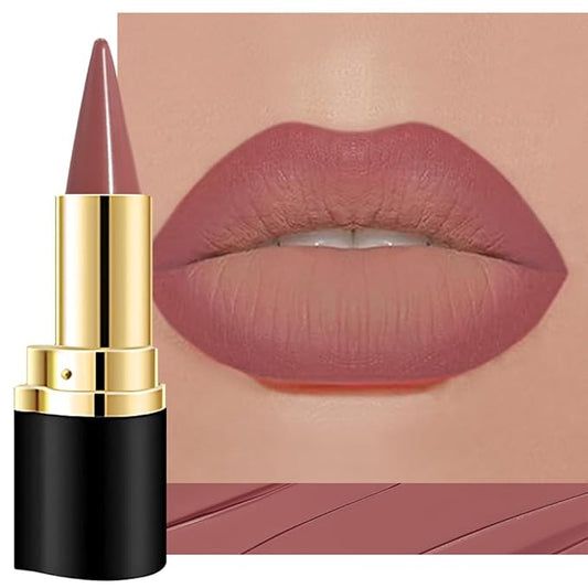 evpct Dusty Rose Gradient Matte Lipstick Lip Liner Crayon Combo Pencil Set for Women Long Lasting Waterproof, Rose Pink Matte Cream Lip Liner and Lipstick Combo Makeup, Flawless Gradual Ombre Effect