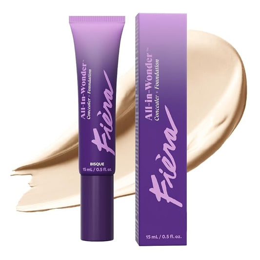 Fièra All-In-Wonder™ Concealer + Foundation – Full-Coverage, Crease-Proof, Hydrating Formula for Mature Skin, Blurs Fine Lines & Dark Circles, Radiant Second-Skin Finish – Bisque, 0.5 FL. OZ. / 15 ML
