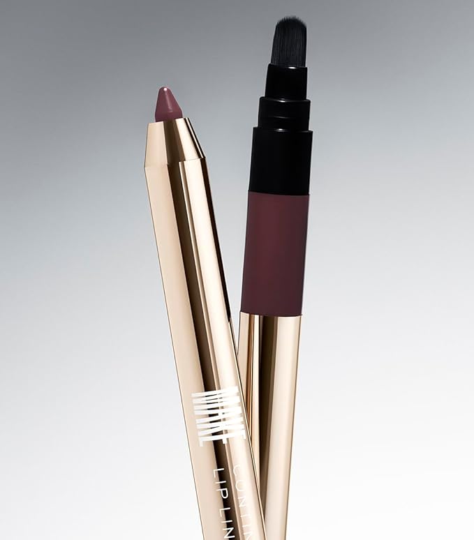MAKE Beauty Continuum Lip Liner – Long Lasting Creamy Liner with Velvet Matte Finish – Includes Built-In Sharpener and Blending Brush – Highly Pigmented Burgundy Brown Lip Color – Shade, Momentum