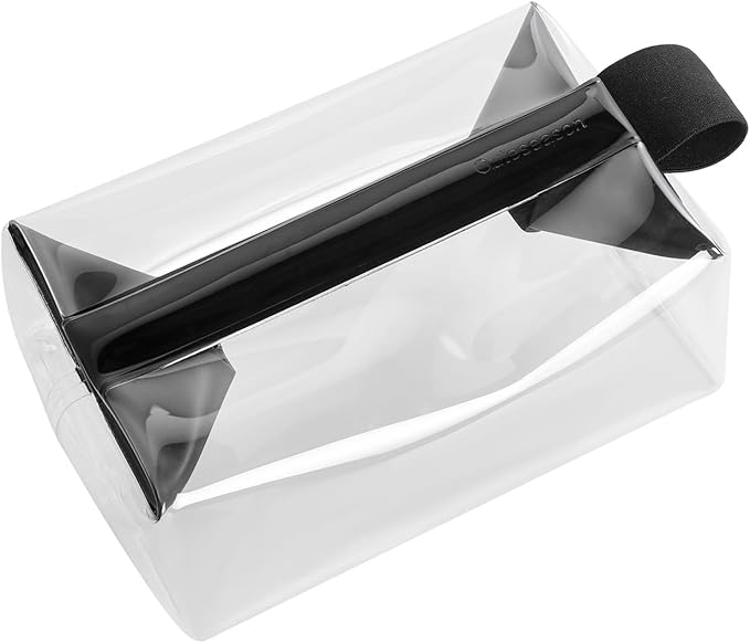 Clear Travel Toiletry Bag with Magnetic Closure, Makeup Bag for Women and Men, Cosmetic Bag for Travel (Black)