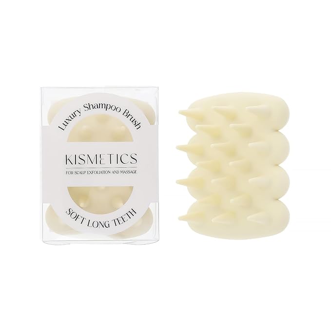 KISMETICS Luxury Shampoo Brush, Scalp Massager and Exfoliator Features Soft Bristles to Aid in Dandruff Relief, Increase Circulation, Stimulate Hair Growth for Healthy Looking Hair
