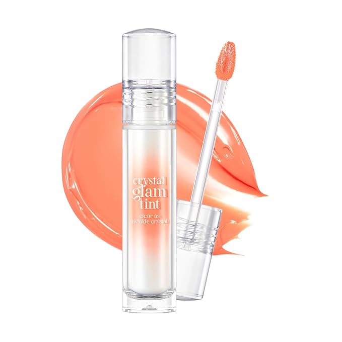 CLIO CRYSTAL GLAM TINT (013 KOSHORT PEARL CORAL), Glossy Finish, Lightweight, Buildable, Glass-Like, Smoothing, Long-Lasting, Vivid