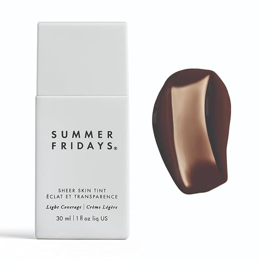 Summer Fridays Sheer Skin Tint - Skin Tint with Hyaluronic Acid - Helps Diminish Uneven Skin Tone - Sheer to Light Coverage - Shade 10 - Rich Deep with Neutral Undertones (1 Fl Oz)