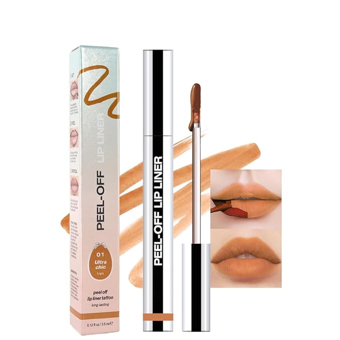 JUAAZIN Matte Liquid Lip Stain Peel Off Lip liner Tattoo, Orange Brown Matte Peel Off Lip Stain, Long Lasting Waterproof Lipstick Lip Gloss Stain, Transfer-proof for All Skin Types 0.12 fl oz 01#