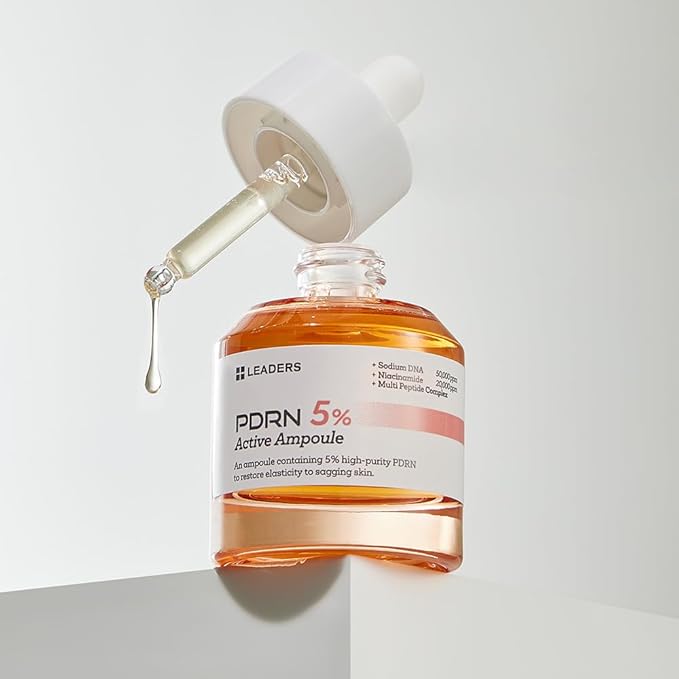 LEADERS PDRN 5% Active Ampoule – Anti-Aging Ampoule to Help Restore Elasticity to Sagging Skin, Improve Skin Firmness, and Supports Skin Renewal - Lightweight, Hydrating, Fast Absorbing Formula - 30ml