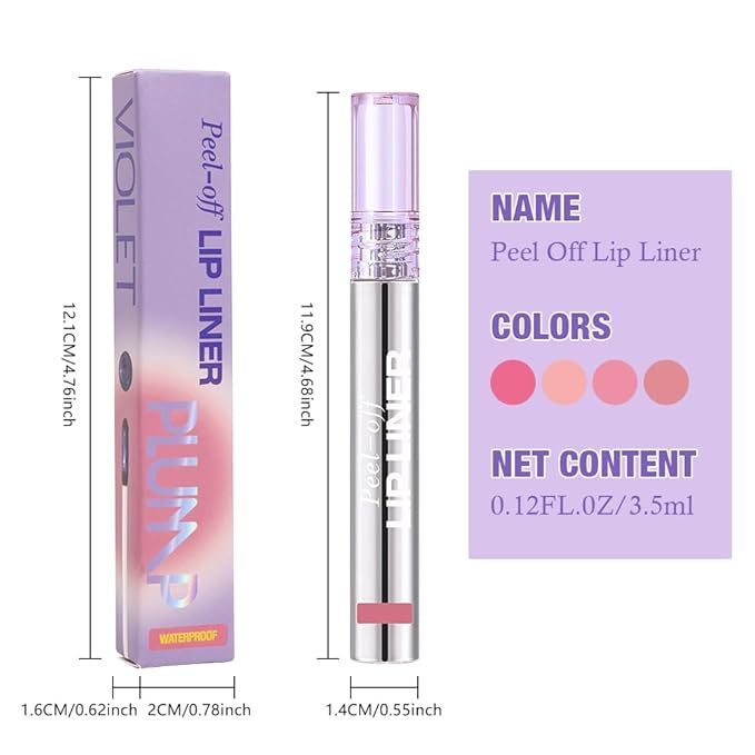 JUAAZIN Matte Lip Stain Peel Off Lip liner Tattoo, Peach Pink Liquid Lips Gloss Peel Off Masque, for Women Long Lasting Waterproof Lipstick Lip Tint Stain, Transfer-proof for All Skin Types 03#