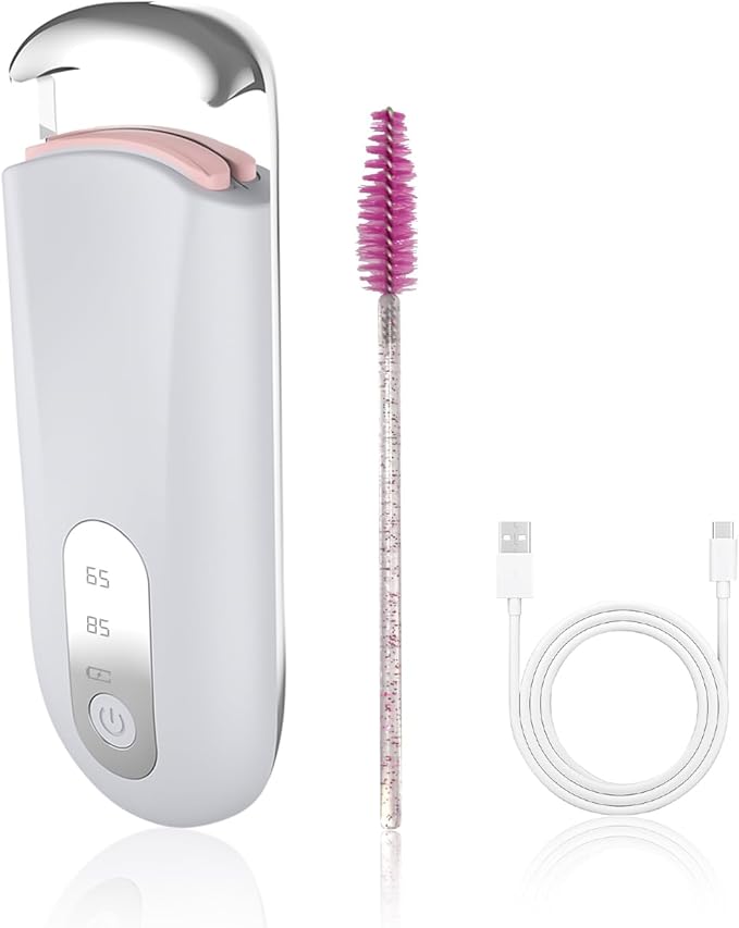 Hsenowi Heated Eyelash Curler for Natural Lashes 2-Level Adjustable Temperature Mini Electric Lash Curler Fast 3-Second Heat Up 24 Hours Long-Lasting Curl