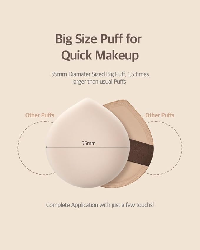 STUDIO17 Pang Pang Makeup Powder Puff 1 Pc | Big Makeup Sponge for Foundation | Fluffy Cushion Puff Blender With Latex | Korean Makeup Puff for Foundation and Powder | 2.2In Diamater