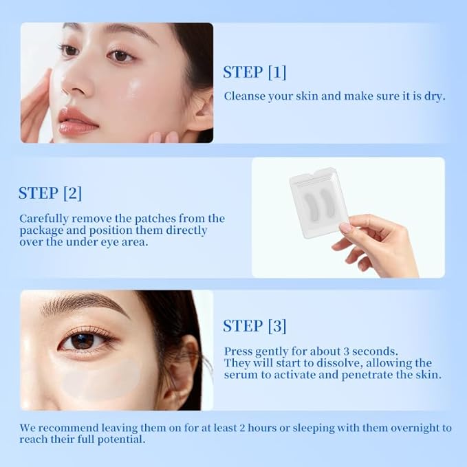 Natener 8 pairs PDRN Micro Eye Patches, Under Eye Patches for Puffy eyes, Dark Circles & Wrinkle | Hyaluronic Acid, Kojic Acid, Collagen, Peptides, Vitamin C, Niacinamide - Korean Popular Eye Care