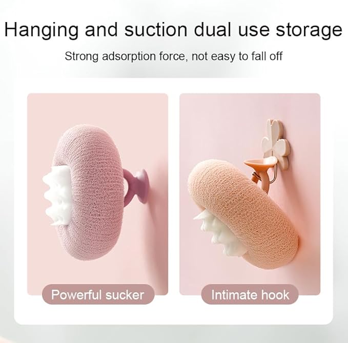 Super Soft Sunflower Suction Cup Bath Ball, New Upgraded 2-in-1 Sunflower Ball Exfoliating Bath Sponge Cleaning Brush, Mesh Shower Body Sponge Accessories for Women, Men(Cyan+Pink+Purple)