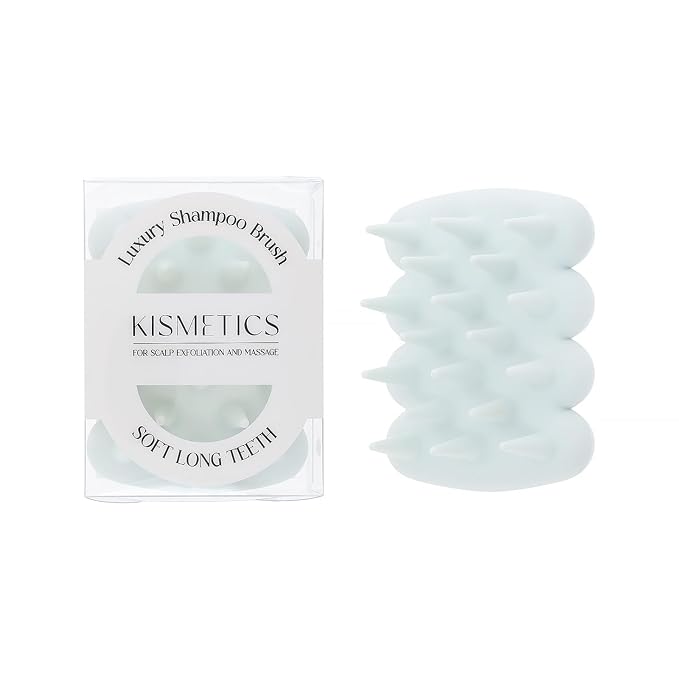 KISMETICS Luxury Shampoo Brush, Scalp Massager and Exfoliator Features Soft Bristles to Aid in Dandruff Relief, Increase Circulation, Stimulate Hair Growth for Healthy Looking Hair
