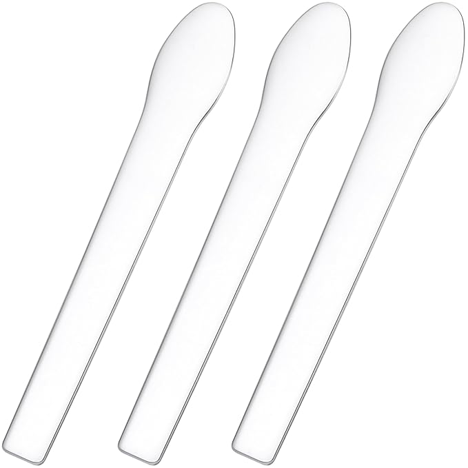 Pndeyo 3pcs Mini Metal Makeup Spatula, Silver Reusable Cosmetic Cream Spatulas Spoon, Skincare Scoop Applicator Facial Massage Beauty Tools for Mixing and Sampling Face Eye Cream- 2.73"×0.43"