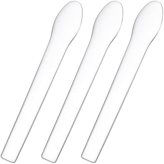 Pndeyo 3pcs Mini Metal Makeup Spatula, Silver Reusable Cosmetic Cream Spatulas Spoon, Skincare Scoop Applicator Facial Massage Beauty Tools for Mixing and Sampling Face Eye Cream- 2.73"×0.43"