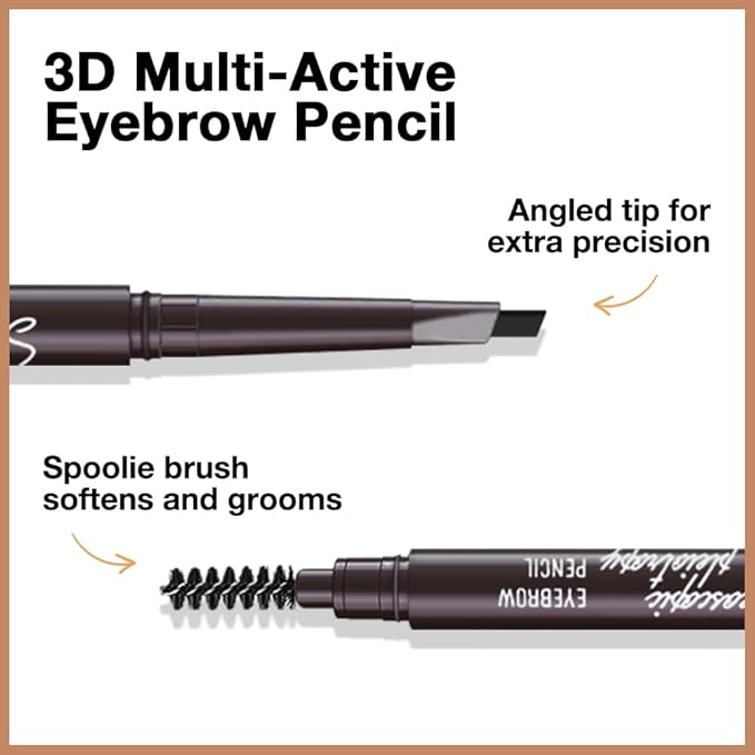 5 Pcs Ultimate Eyebrow Retractable Definer Pencils,Dual-Sided Natural Soft Textured Eyebrow Pencil, for Daily Look Eyebrow Makeup,Brow Brush,Fine Tip (2*black+2*milk tea+grey)
