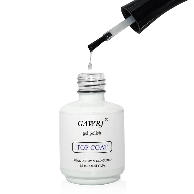 GAWRJ 15ml Gel Polish Top Coat No Wipe Soak Off Ultra Glossy Top Coat Gel Nail,and the no-wipe top coat ensures a long-lasting shine.