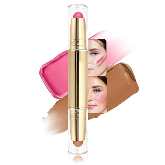 evpct 2In1 Blush Contour Multiuse Makeup Stick, Berry Tan & Brown Creamy Butter Blush Bronzer Contour Multiuse Stick for Cheeks Lips Eyes Faces, Ultra-Creamy Radiant Finish, Vegan & Cruelty-Free