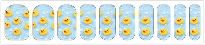 WUXEKZO Self Adhesive Nail Art Stickers Nail Supply Nail Stickers Set for Salon Nails Accessories (5 Sheets Yellow Rubber Ducks Bubbles White Nails Stickers Wraps Decals)