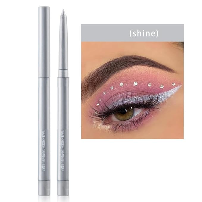 eyeliner pencil retractable eyeliner creamy pigmented smudge proof eye liner pen Shimmer Silver