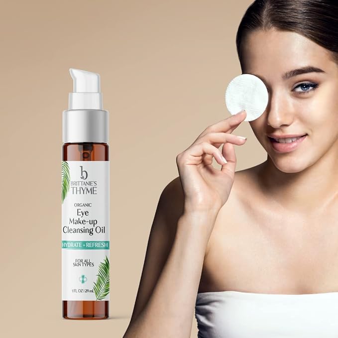 Brittanie's Beauty Eye Makeup Remover Cleansing Oil Serum 1oz | Gentle Anti-Aging, Hydrating Serum For Wrinkles, Fine Lines, Dark Circles, Puffiness, Bags w/Vitamin E & Squalane Oil