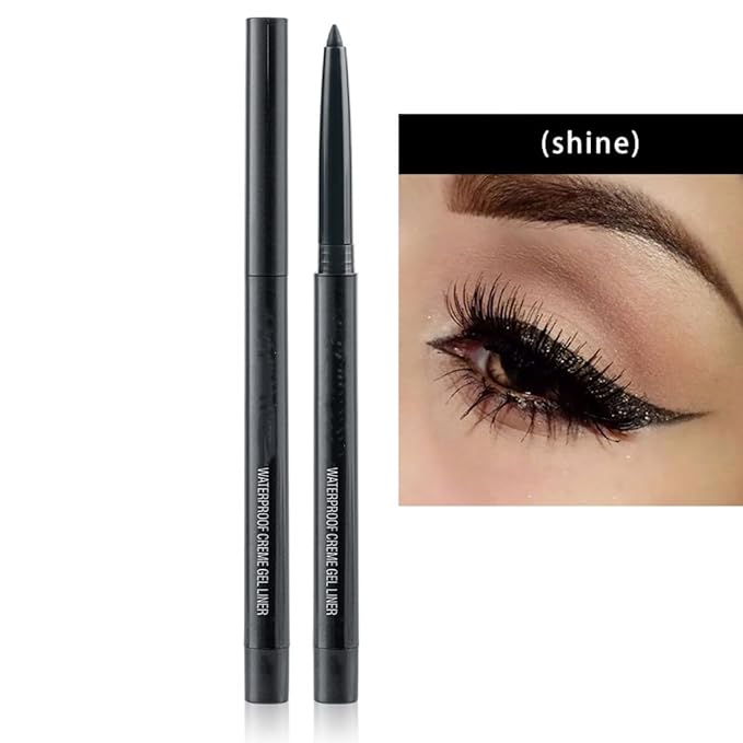 eyeliner pencil retractable eyeliner creamy pigmented smudge proof eye liner pen Shimmer Black