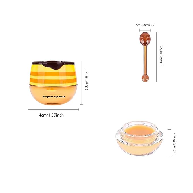 6 PCS Bee Lip Balm Honey Pot,Propolis Lip Mask Moisturizing,Reduces Lip Lines,Sleeping Lip Balm Prevention Dry and Cracked, Lip Scrubs Exfoliator (Honey,Strawberry,Watermelon,Apple Lime,Cherry, Mint)
