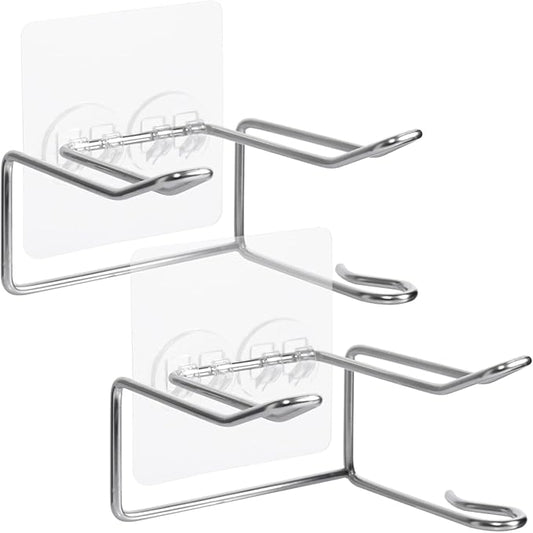 2 Pack Hair Dryer Holder, Wall Mount Self Adhesive Waterproof Blow Dryer Rack Storage Organizer Hanger, Compatible with Dyson and Most Hair Blower Appliance, Curling Iron, Straighteners, Brush