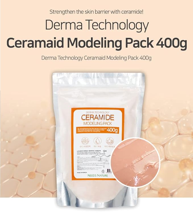 Modeling Mask with Ceramide for Face – NEEDS NATURE | Moisturizing & Barrier Repair Peel-Off Rubber Mask | Korean Skincare | Home Spa Treatment | 400g Powder Pack with Mixing Tools