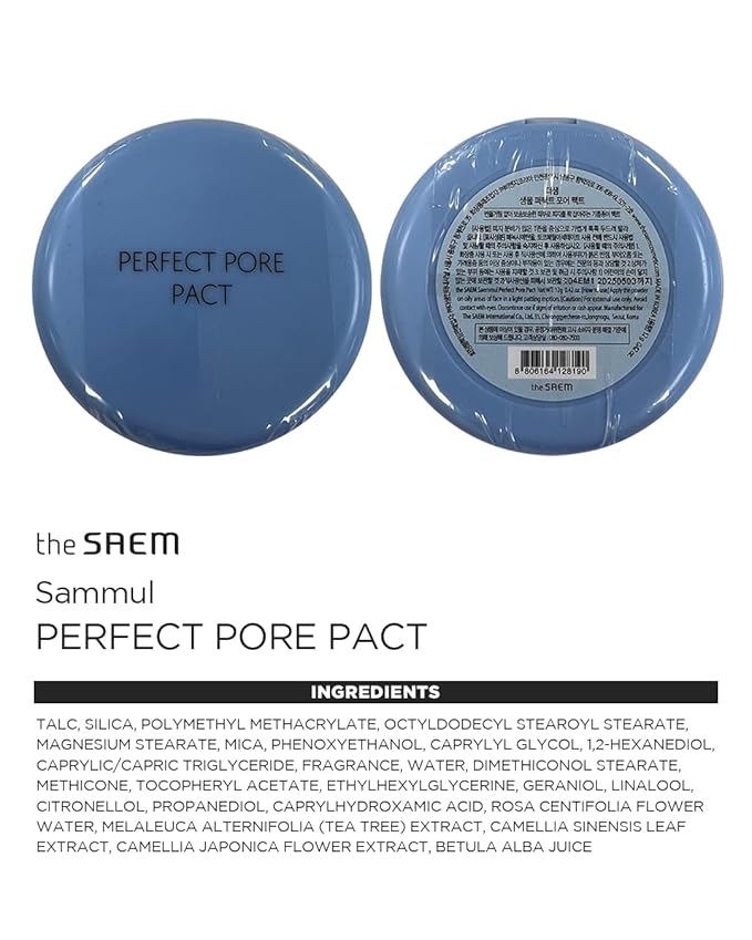 THESAEM Saemmul Perfect Pore Pact - Sebum Control Face Powder for Oil Absorption & Makeup Setting - Pore Blurring Pressed Compact Smooth Matte Finish - Korean Makeup Finishing Powder, 0.37 oz.