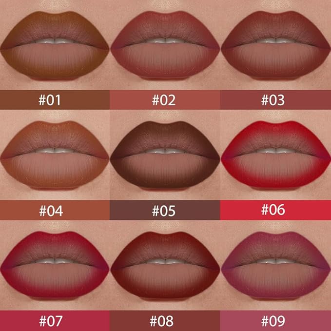 evpct Plum Red Gradient Matte Lipstick Lip Liner Crayon Combo Pencil Set for Women Long Lasting Waterproof, Rich Plum Matte Cream Lip Liner and Lipstick Combo Makeup Flawless Gradual Ombre Effect, A07