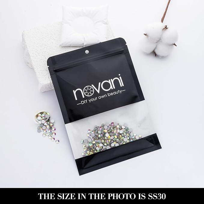 Novani 576 Pieces Flatback Rhinestones Glass Round Gems AB Crystals for Nail Art DIY Crafts Clothes Shoes,SS30,6.4-6.6mm