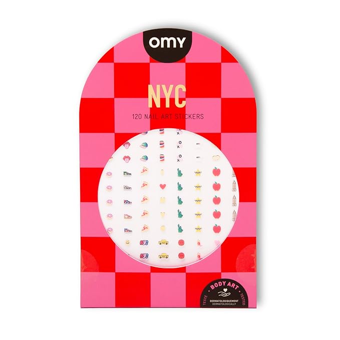 Omy New York Nail Art Stickers - 120 Stickers, Waterproof, Durable, Fun, Creative Designs | Strong Enough to Last Through Hand Washing - Easy to Apply, Safe, Non-Toxic | Age 6 and Up