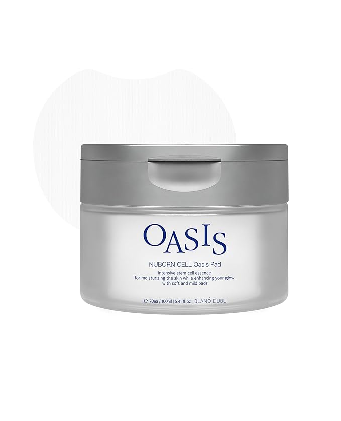 Nuborn Cell Oasis Pad | Korean Skin Care Toner Pads with Stem Cell Serum & PHA | Hydrating Face Cleansing Pads for Glowing Skin, 70 Count