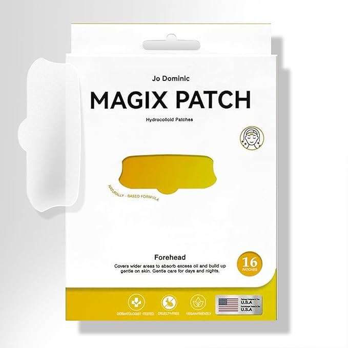 MAGIX PATCH Large Invisible Acne Patches by Jo Dominic – Hydrocolloid Big Forehead Pimple Patches/Zit Patches for Face – Absorbs Oil, Zits & Blemishes, Vegan-Friendly (16 Count)