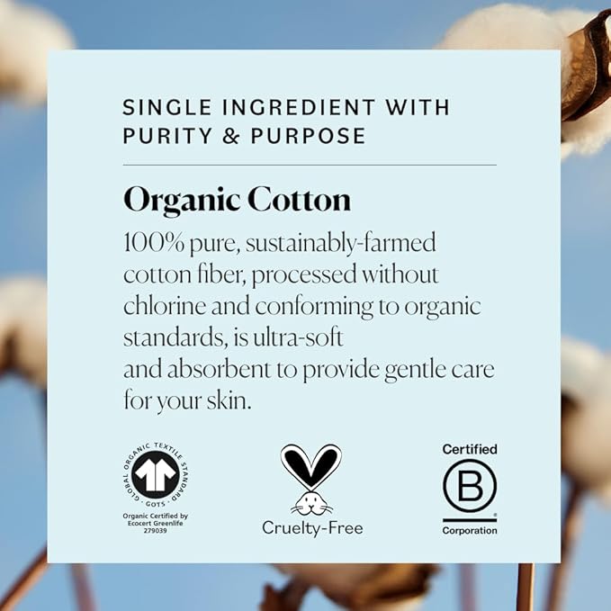 Sky Organics Organic Cotton Large Pads for Makeup Removal, Cleansing, Toner Application, 100% Pure Organic Cotton, GOTS Certified, Dual Textured Design