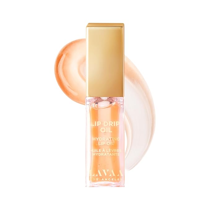Lavaa Beauty LIP DRIP OIL Glossy Non-Sticky Lip Oil | Hydrating & Nourishing Jojoba Oil, Vitamin E, and Hyaluronic Acid (Peach)