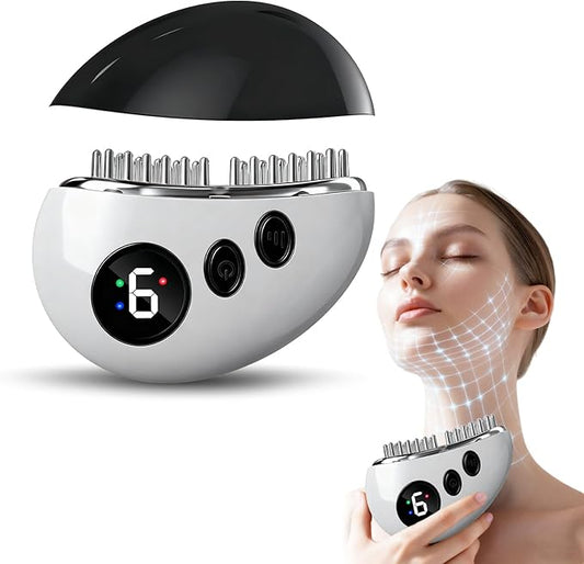 New Lymphatic Contour Face Brush, Lymphatic Drainage Massager, Double Chin Reducer, Gua Sha Facial Tools,9-Function Gear Adjustment, Facial and Body Sculpting,for Jawline & Puffiness (White)