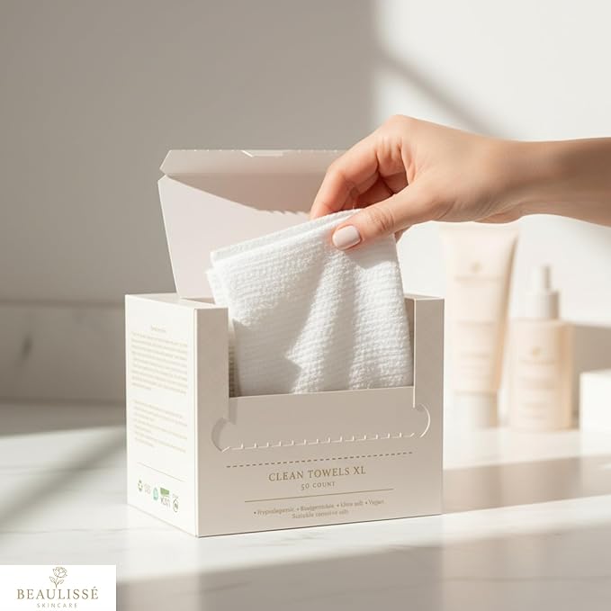 BEAULISSÉ™ Disposable Face Towel - Facial Towels Disposable - Face Towels - Face Cloth - Clean Towels XL - Make Up Towels for Face - Skin Towels - Dry face Wipes