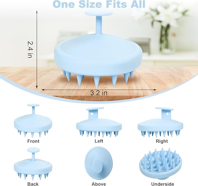 Meartchy Silicone Scalp Massager, Scalp Scrubber for Hair Growth with Soft Bristles, Scalp Exfoliator Brush Dandruff Removal Shampoo Brush for Wet Dry Scalp Care (Light Blue)