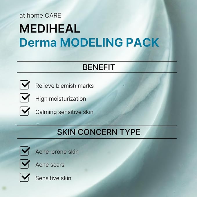 Mediheal Derma Modeling Pack (Madecassoside) - Relieving Blemish Marks For Clear Skin - Easy DIY Home Spa Kits, Hydrating Icy Jelly Mask For Skin Refreshment