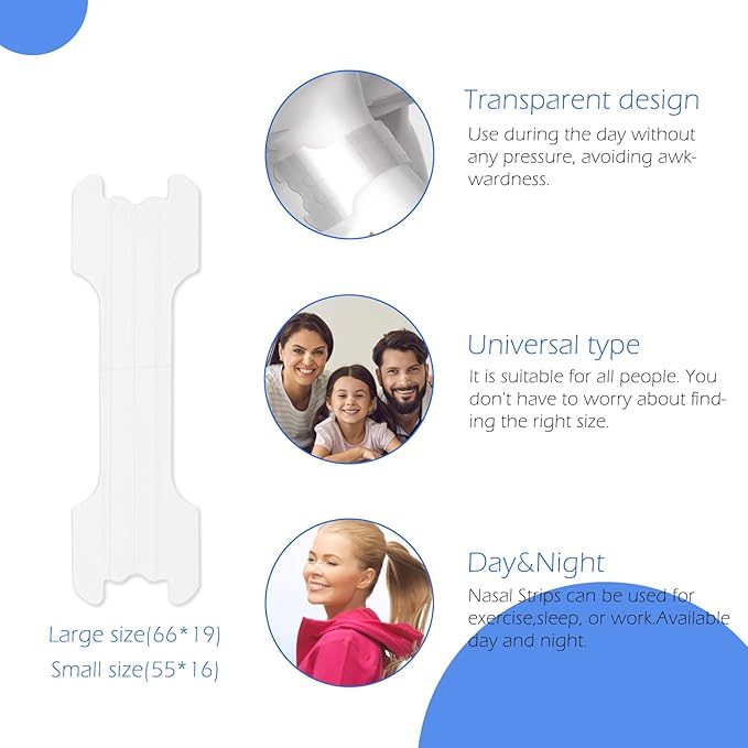 Upgraded Version - Invisible and Transparent Nasal Strips (66mm*19mm) (100)