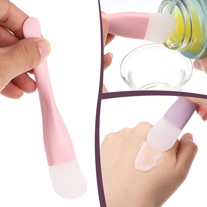 4 Pcs Face Mask Applicators, Double-Ended Mask Applicator Tool, Silicone Face Mask-Brush, Beauty Skincare Supplies Tool, Massage Spatula, Reusable Facial Brushes Applicator for Clay, Cream, Lotion