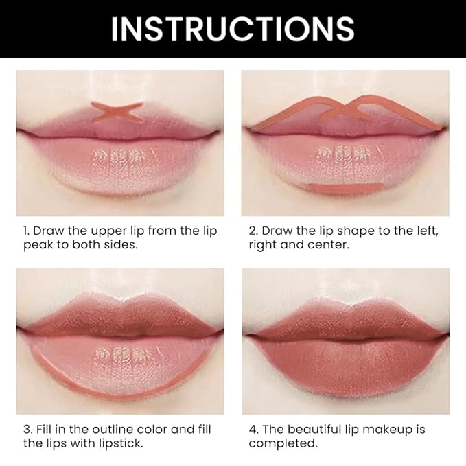 evpct 1Pcs Fairest Nude Velvet Matte Lip Liner and Lipstick Combo Set Kit for Women, Magic 24 Hours Lipstick and Lip Liner Makeup Set Stain Long Lasting Waterproof labial, 47#